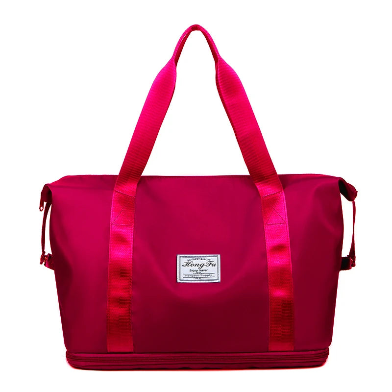 Extendable Women'S Large Capacity Storage Luggage Handbag Leisure Travel Duffle Bag Waterproof Nylon Sports and Fitness Handbag
