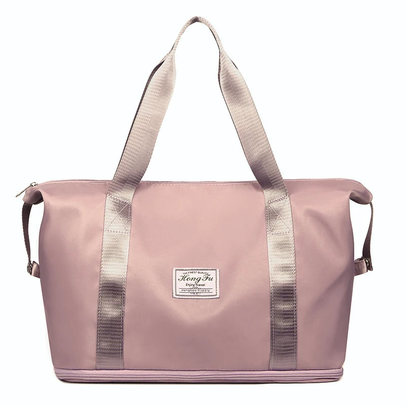 Extendable Women'S Large Capacity Storage Luggage Handbag Leisure Travel Duffle Bag Waterproof Nylon Sports and Fitness Handbag